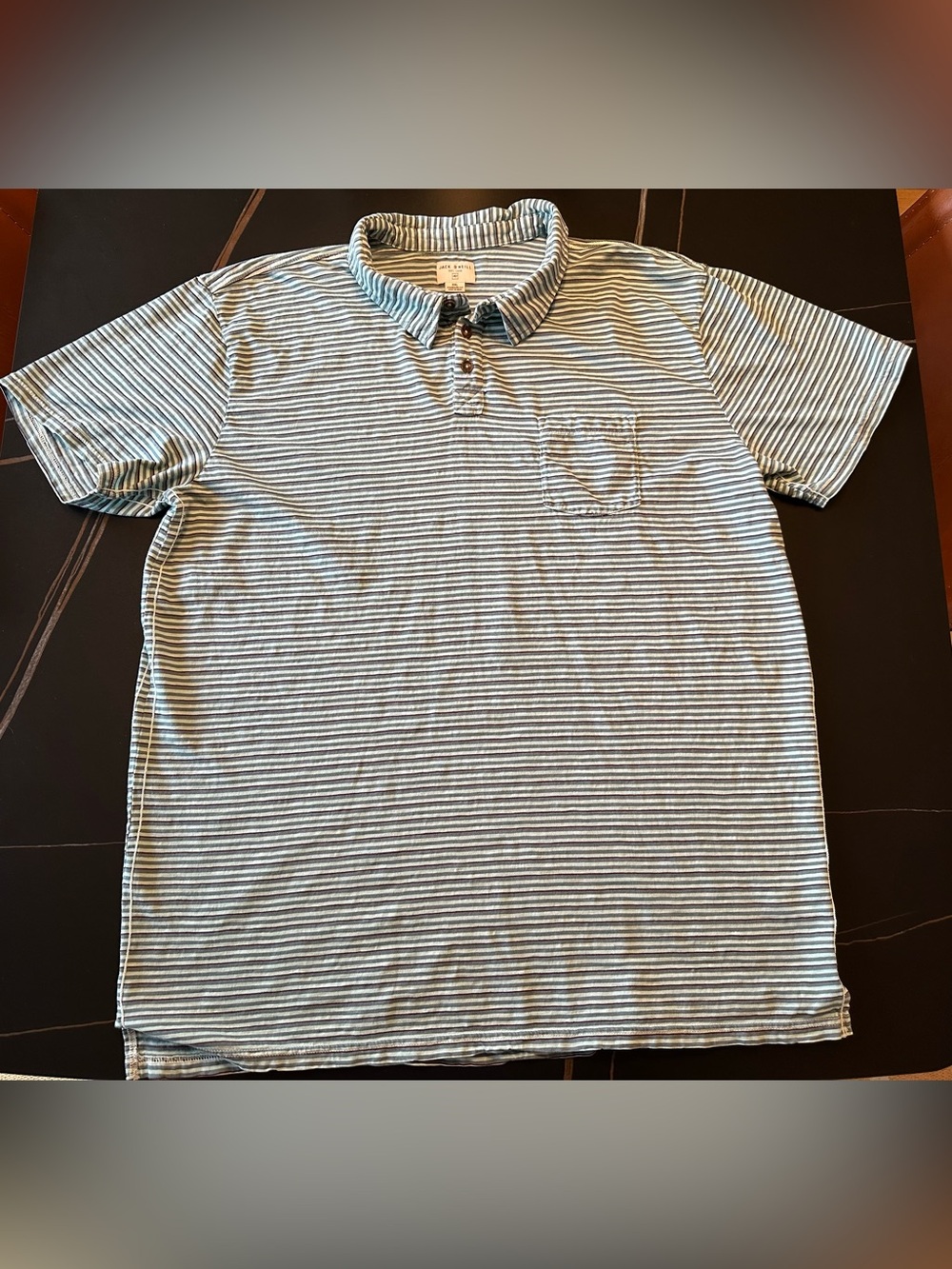 Jack Spade Men’s Light Blue and White Striped Polo